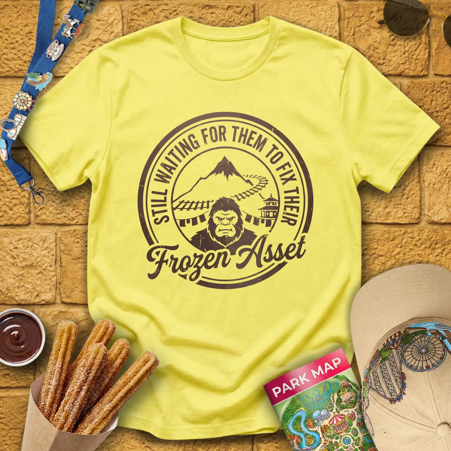 Yeti Frozen Asset [Badge] T-Shirt for Theme Park Fans (Cornsilk)