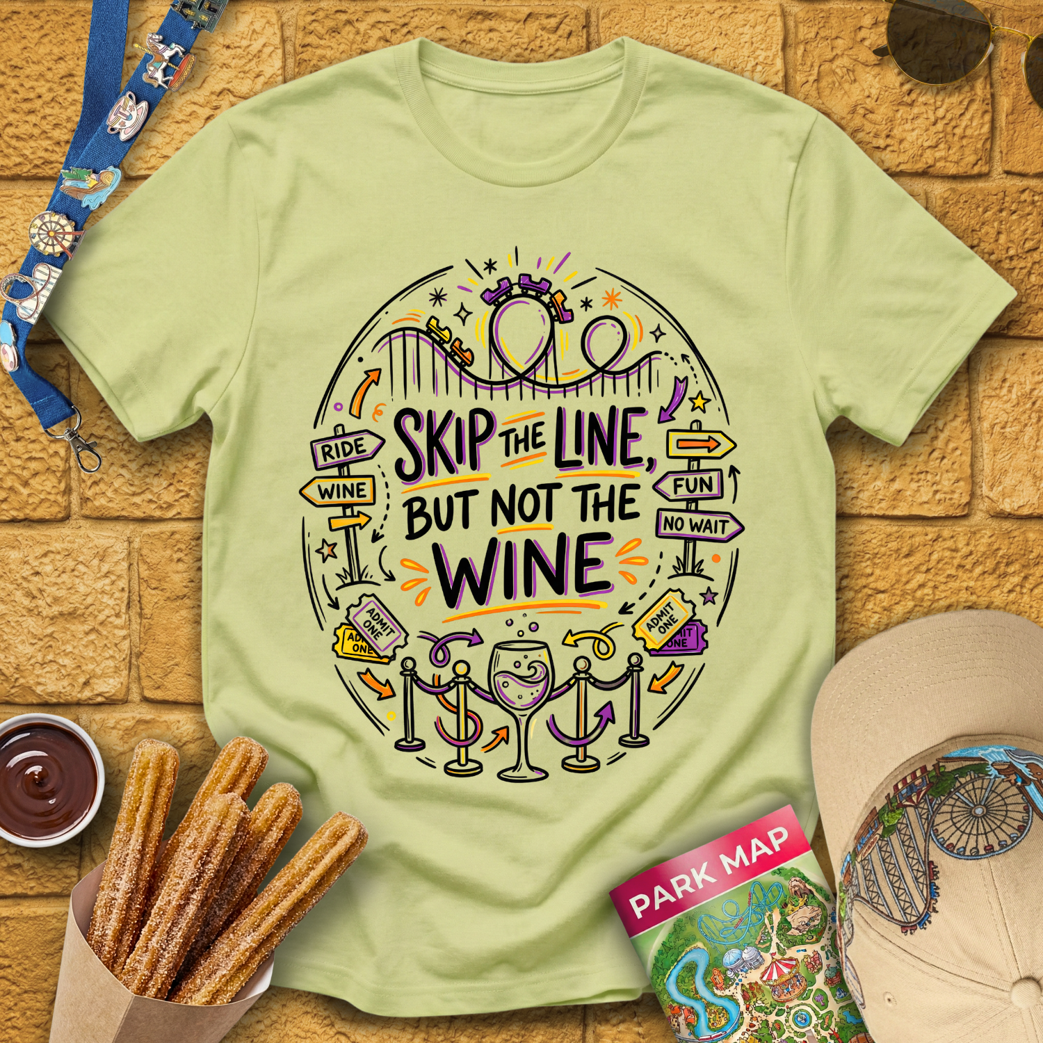Skip Line, Not Wine 1 [Doodle] T-Shirt