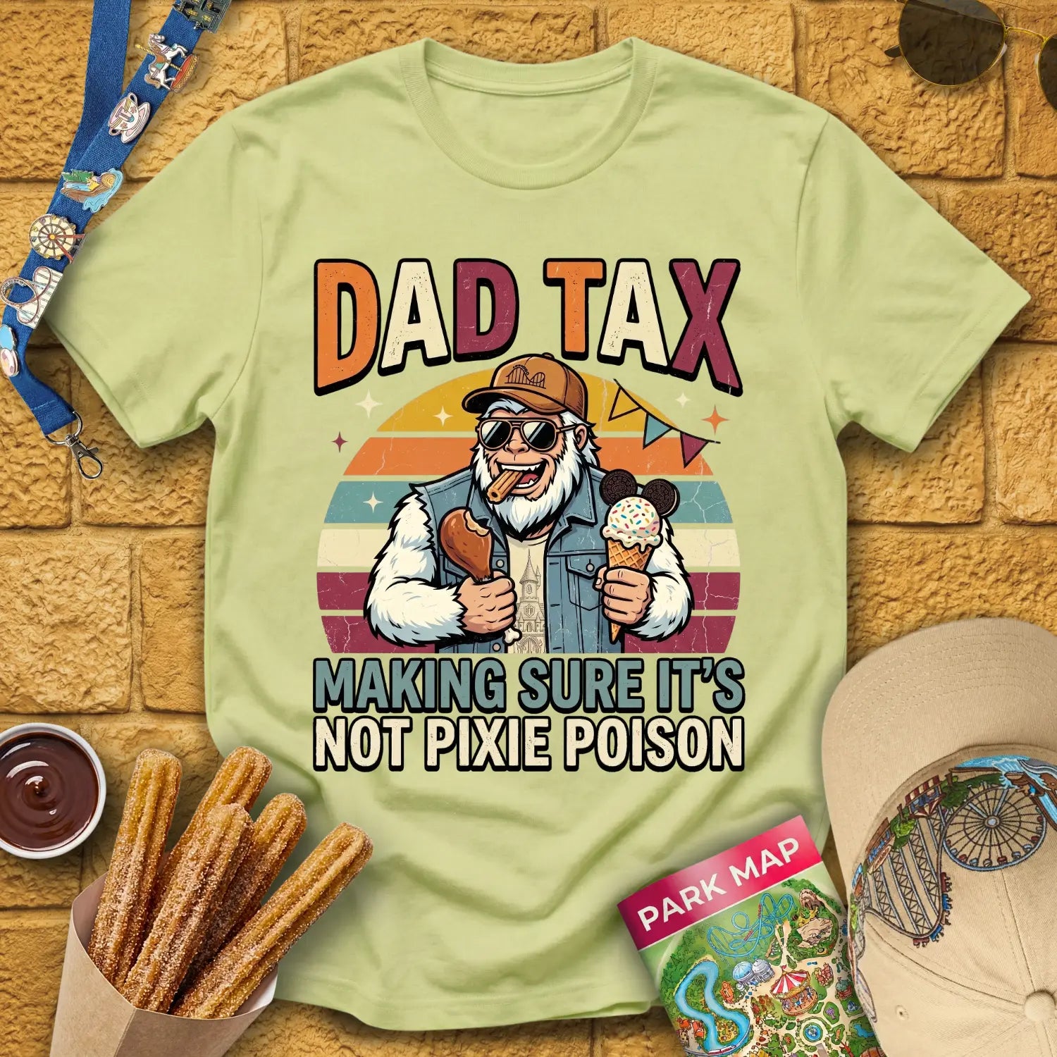 Dad Tax [70s] T-Shirt for Theme Park Fans (Pistachio)