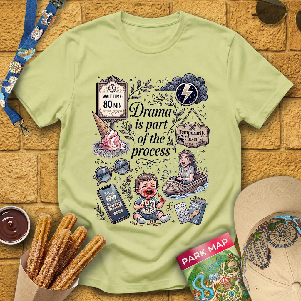 Drama Process [ArtComic] T-Shirt for Theme Park Fans (Pistachio)