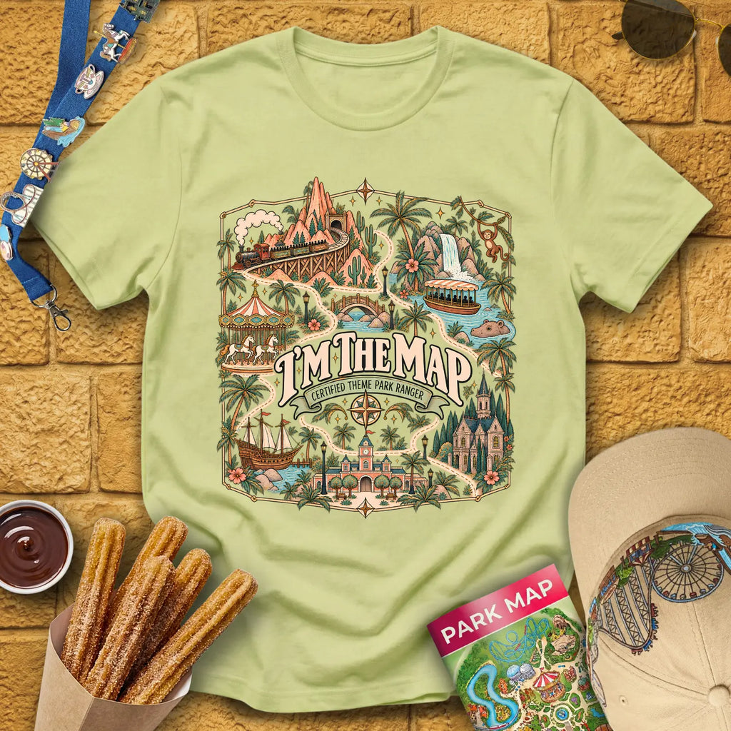 I'm The Map [Boho] T-Shirt for Theme Park Fans (Pistachio)