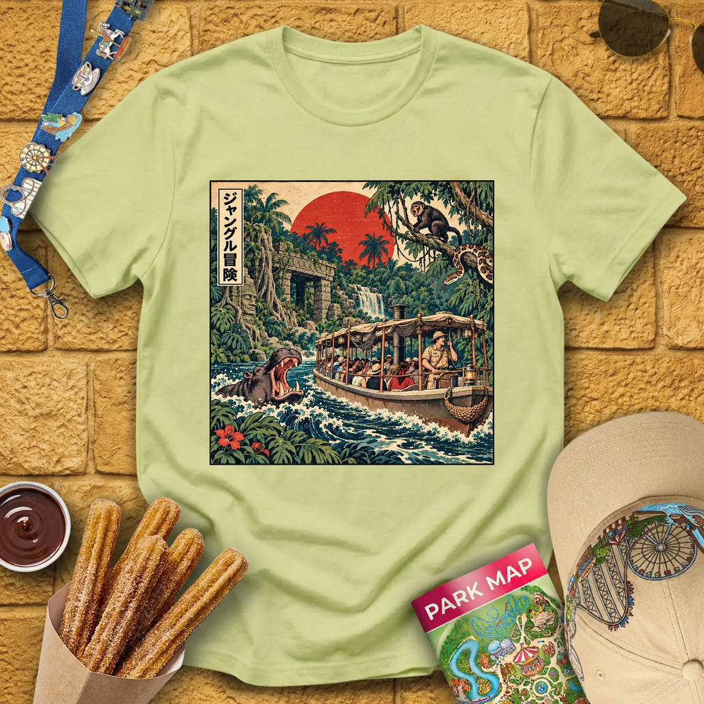 Jungle Adventure [Japanese] T-Shirt for Theme Park Fans (Pistachio)