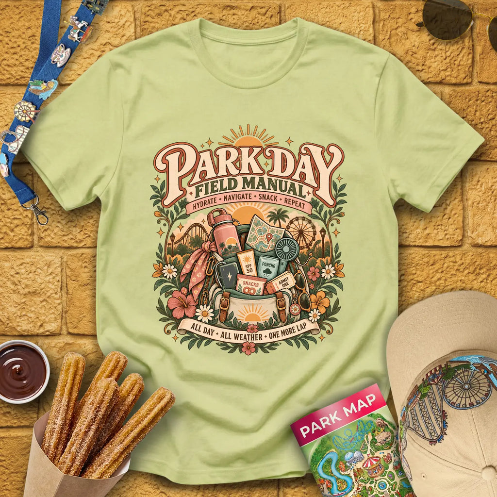 Park Day Field Manual [Boho] T-Shirt for Theme Park Fans (Pistachio)