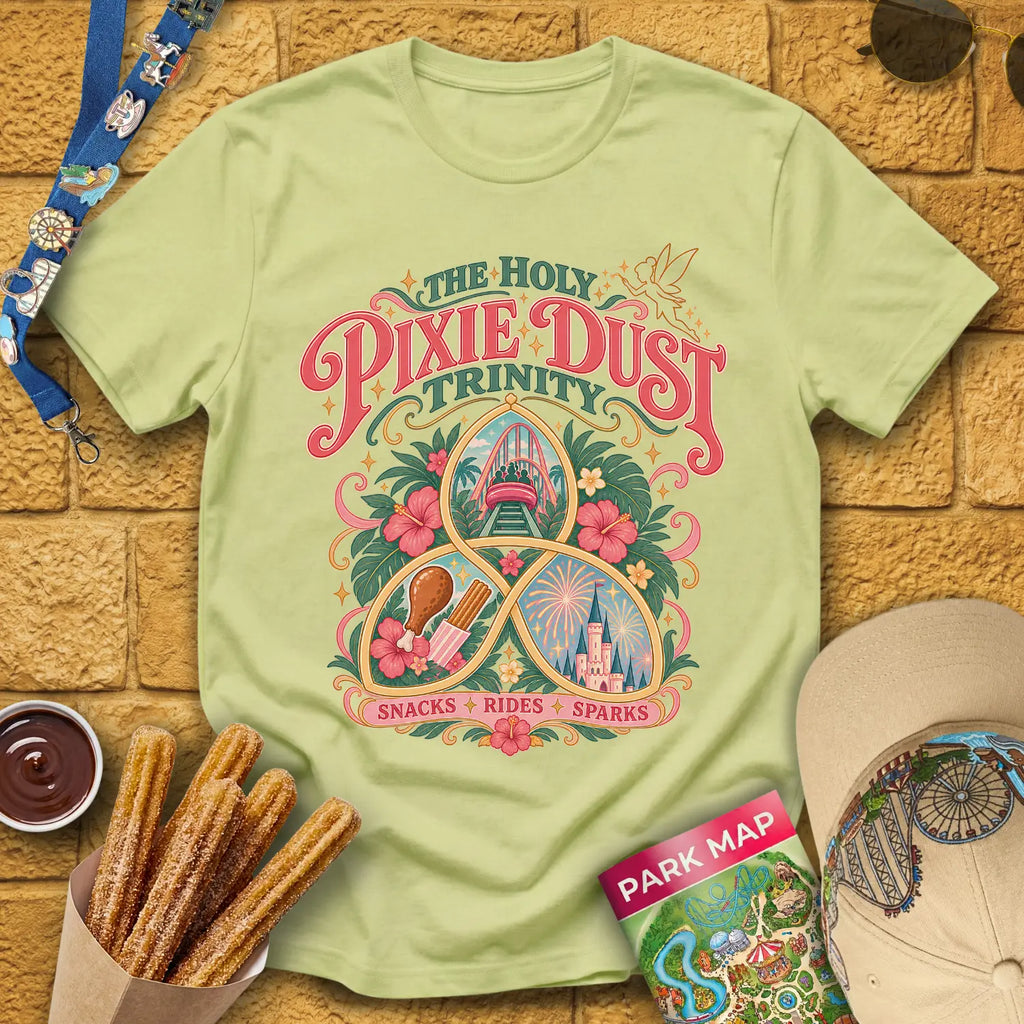 Pixie Dust Trinity [Artsy] T-Shirt for Theme Park Fans (Pistachio)