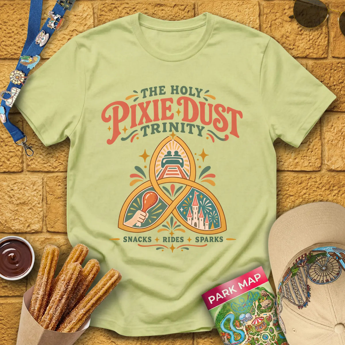 Pixie Dust Trinity [Boho] T-Shirt for Theme Park Fans (Pistachio)