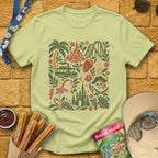 Theme Park Collage [FolkArt] T-Shirt for Theme Park Fans (Pistachio)