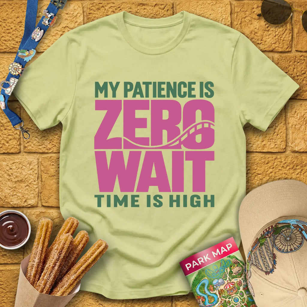 Zero Wait [Bold] T-Shirt for Theme Park Fans (Pistachio)
