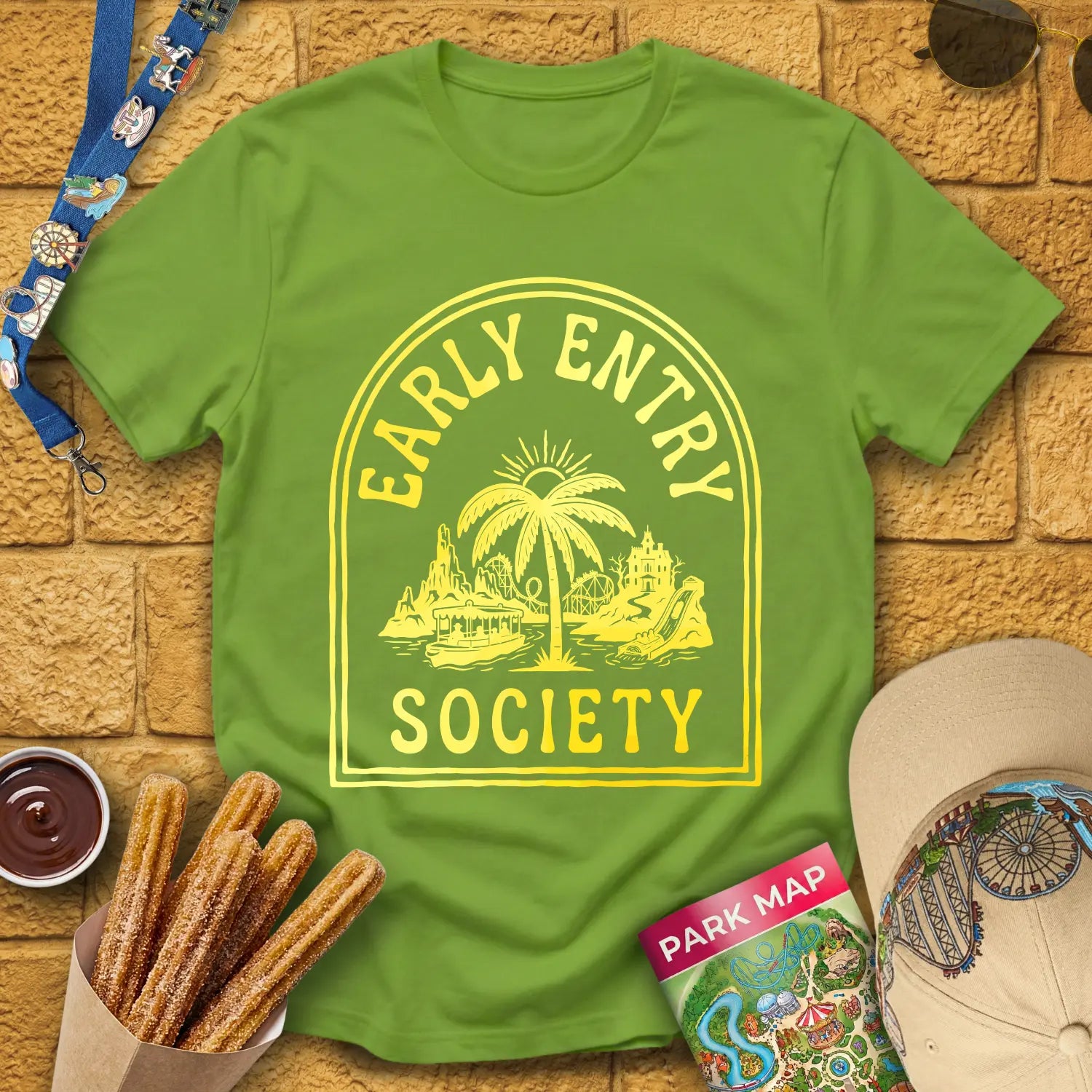 Early Entry Society [Tropic] T-Shirt for Theme Park Fans (Kiwi)