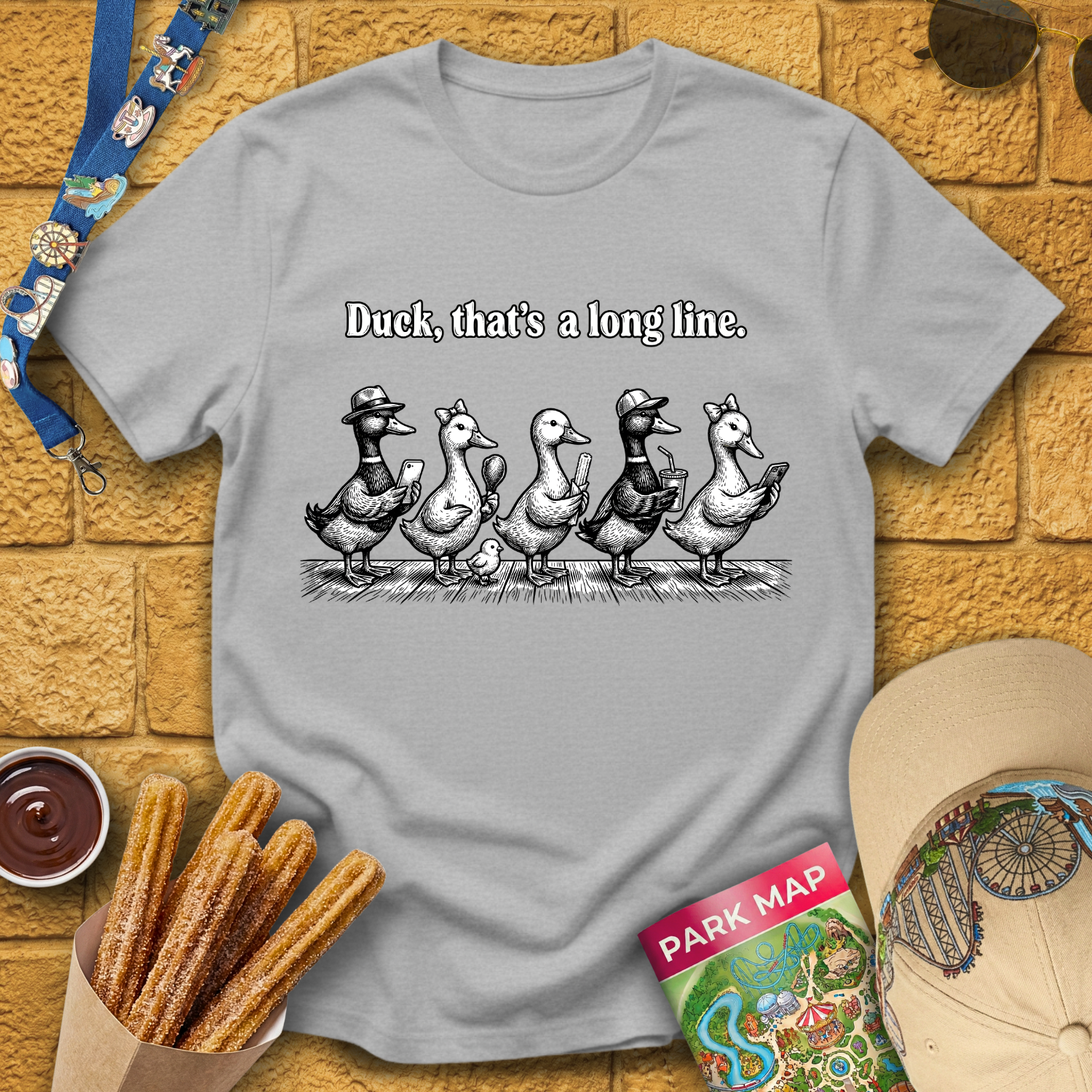 Duck, Long Line [WoodCut] T-Shirt
