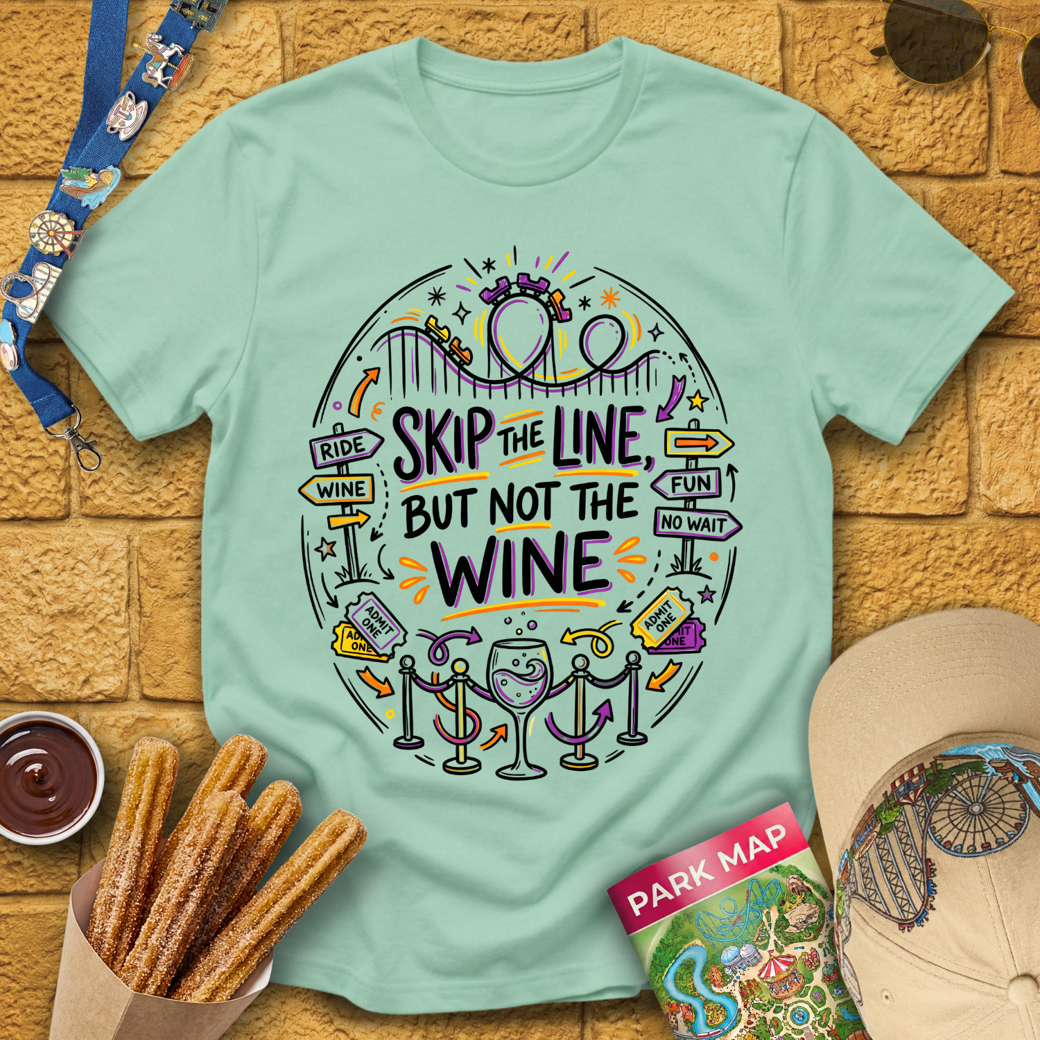 Skip Line, Not Wine 1 [Doodle] T-Shirt