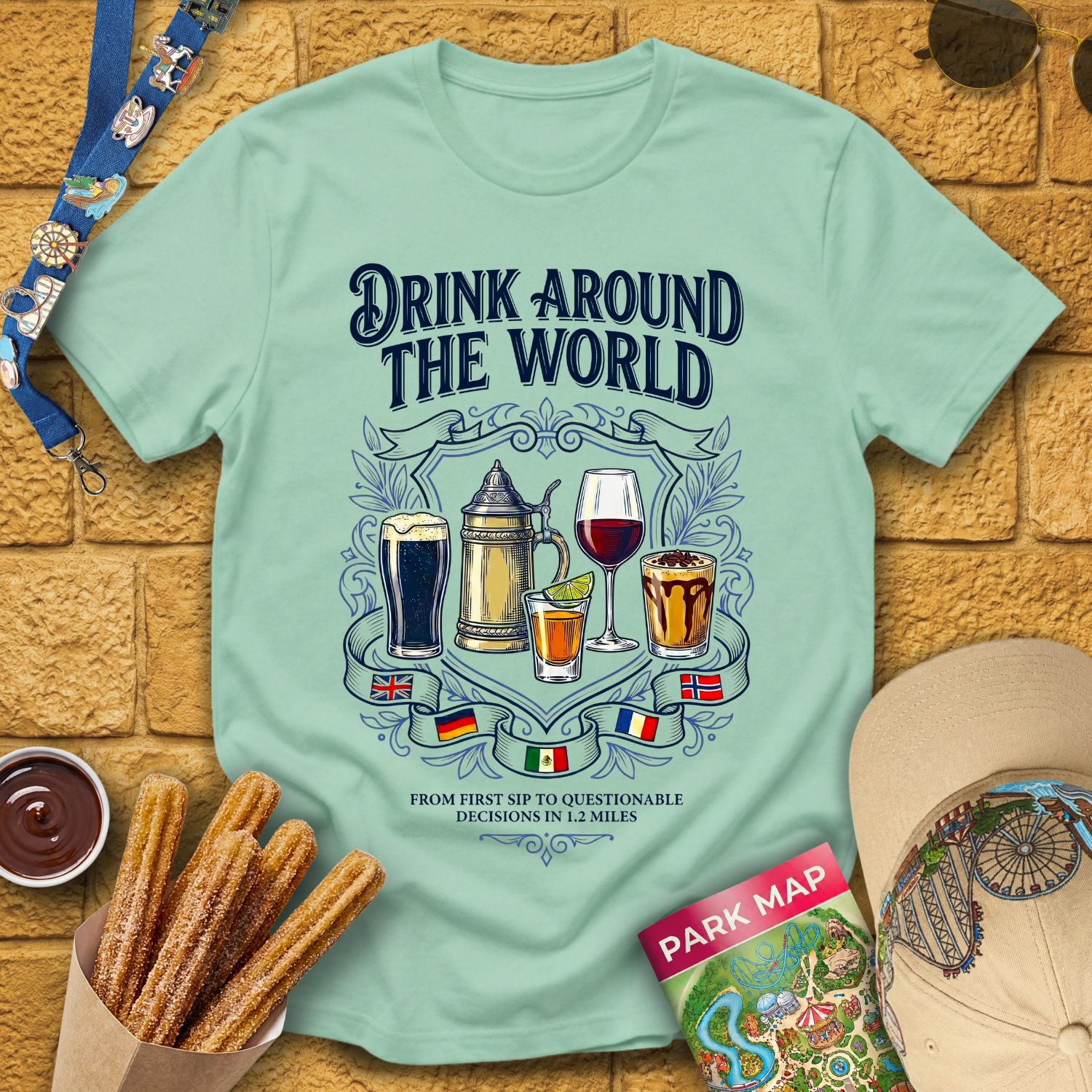 Drinking Around The World [Emblem] T-Shirt