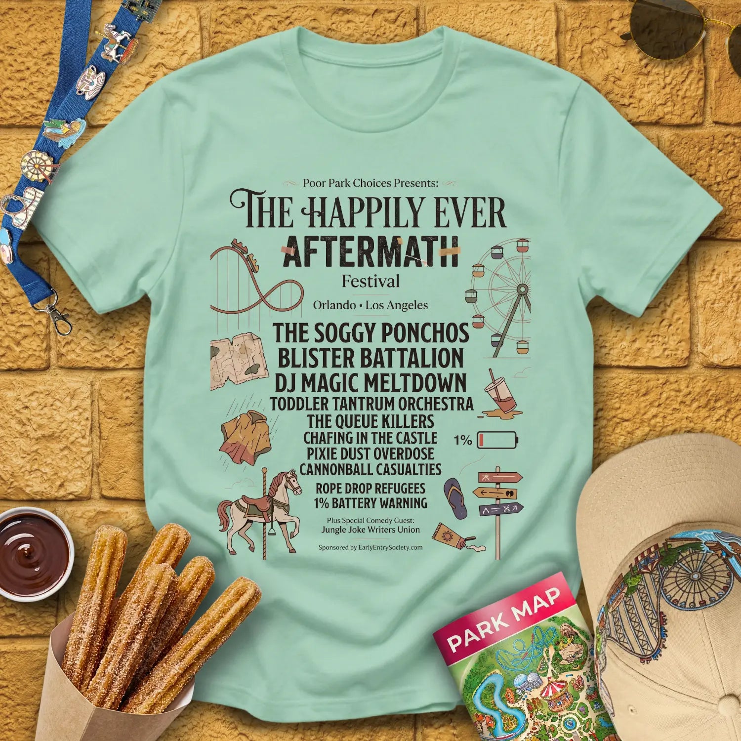 Aftermath Festival [Boutique] T-Shirt for Theme Park Fans (Mint Green)