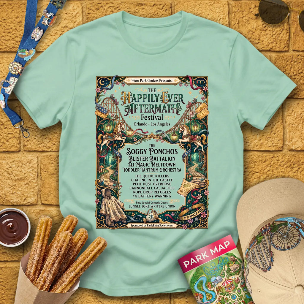 Aftermath Festival [FairyArt] T-Shirt for Theme Park Fans (Mint Green)