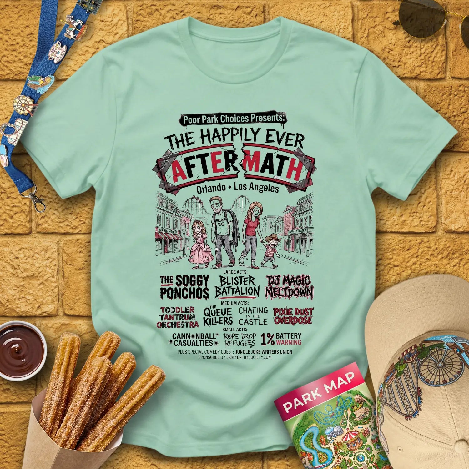 Aftermath Festival [Punk] T-Shirt for Theme Park Fans (Mint Green)
