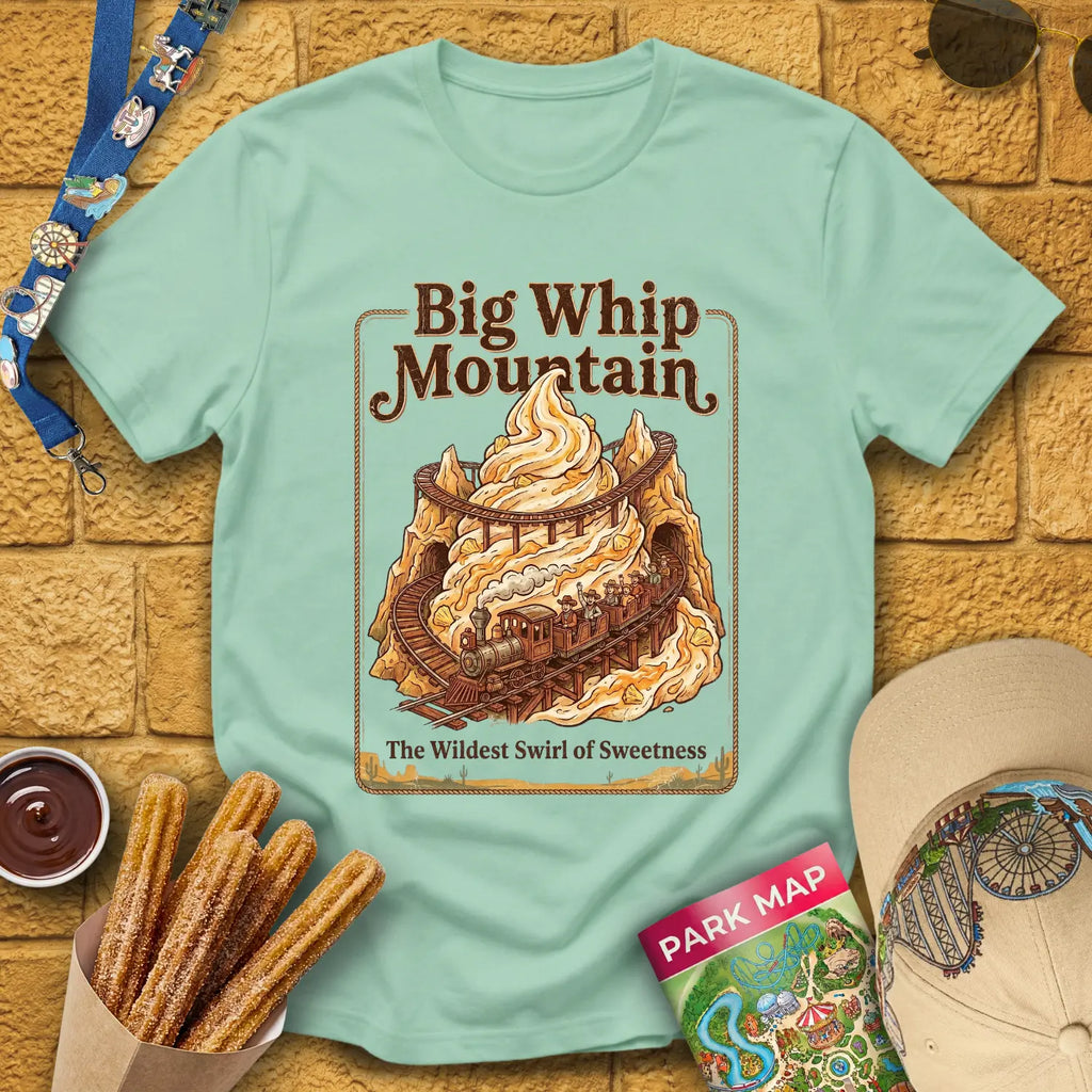 Big Whip Mountain [MidCen] T-Shirt for Theme Park Fans (Mint Green)