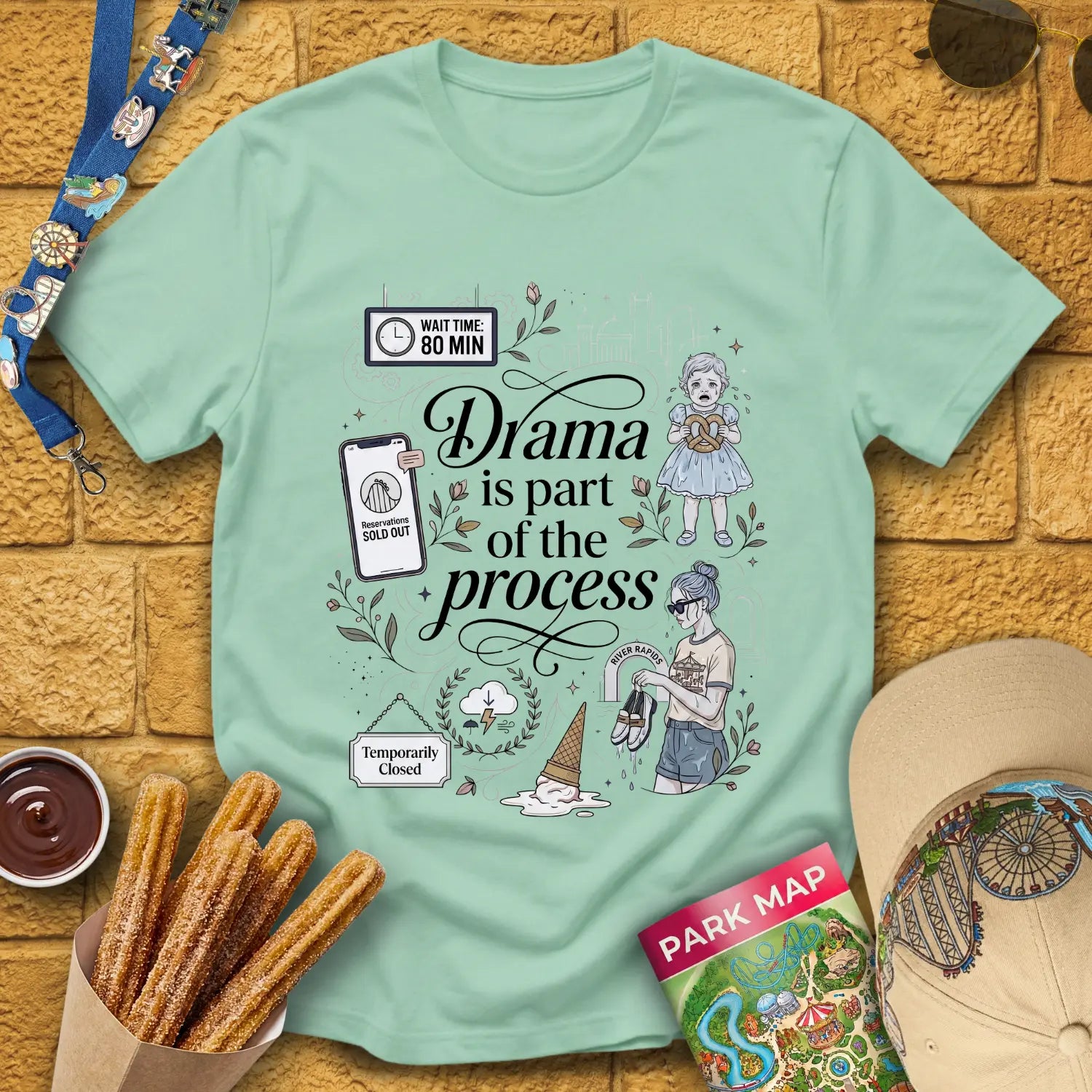 Drama Process [Artsy] T-Shirt for Theme Park Fans (Mint Green)