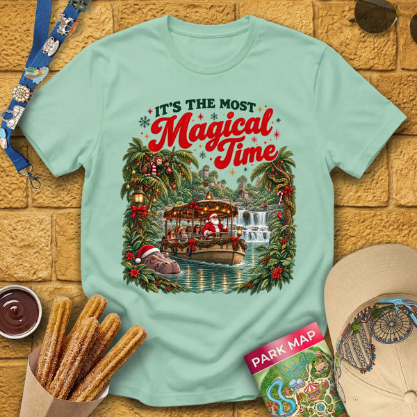 Magical Time Jungle [Retro] T-Shirt for Theme Park Fans (Mint Green)