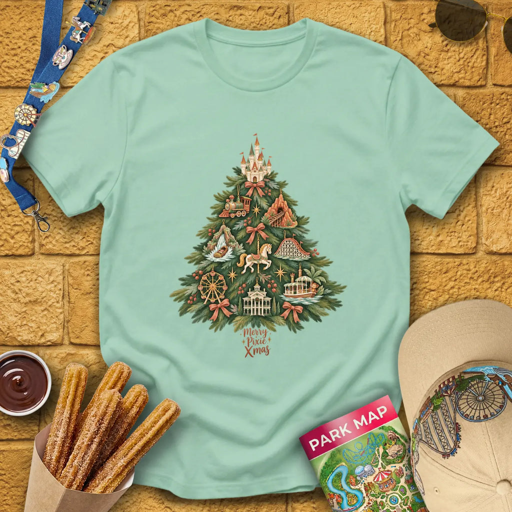 Merry Pixie Tree [ArtsyBoho] T-Shirt for Theme Park Fans (Mint Green)