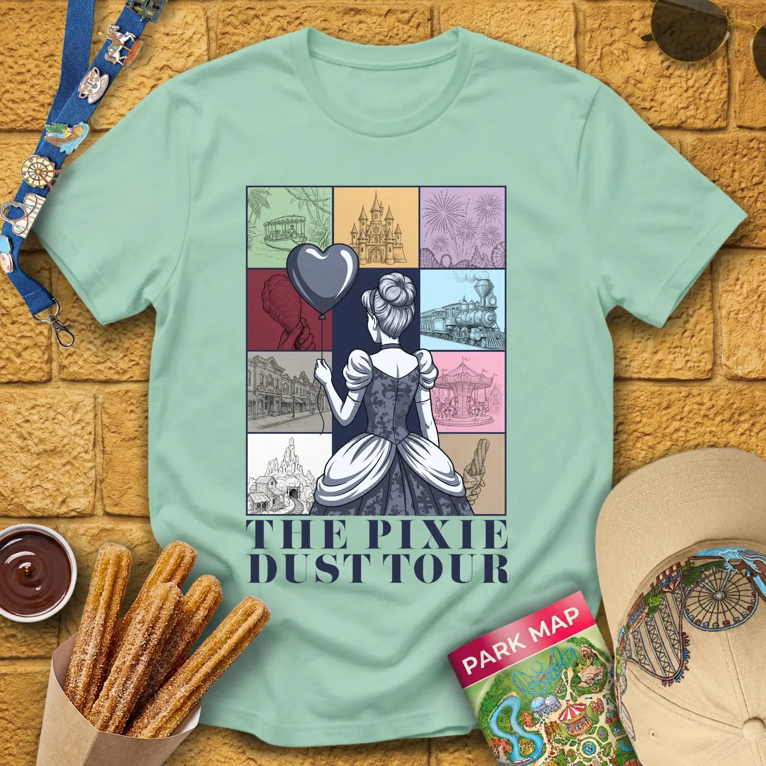 Pixie Dust Tour [Poster] T-Shirt for Theme Park Fans (Mint Green)