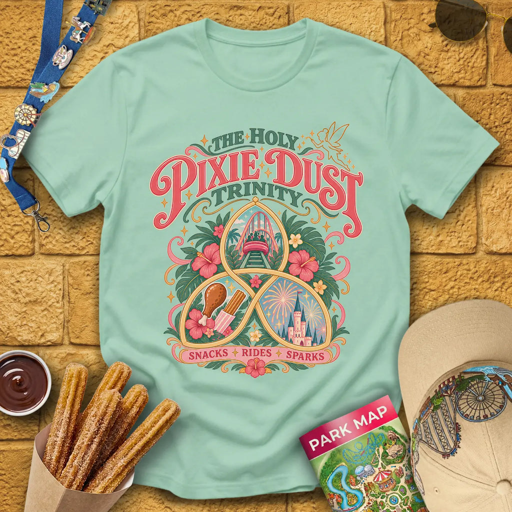 Pixie Dust Trinity [Artsy] T-Shirt for Theme Park Fans (Mint Green)