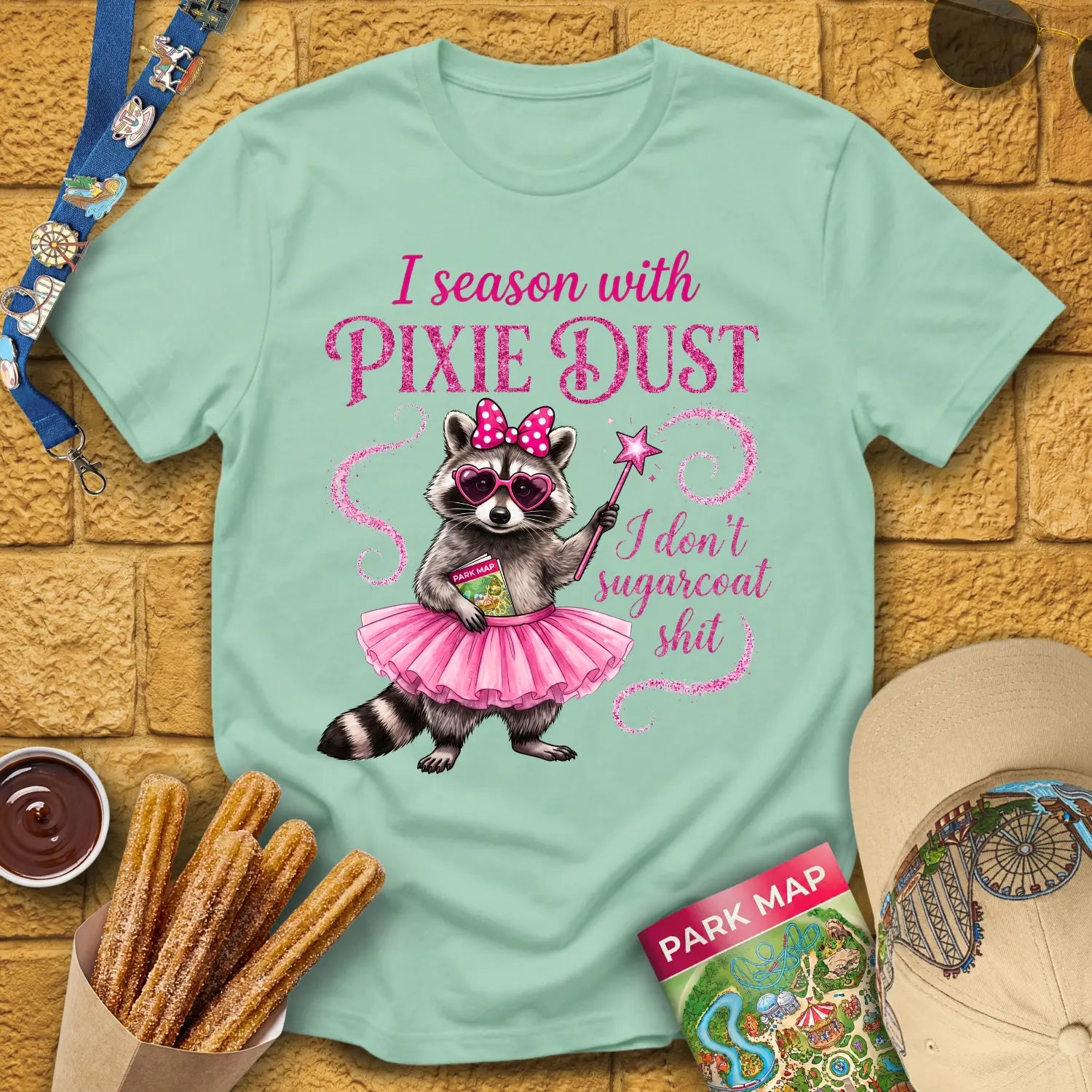 Season With Pixie Dust [Dreamy] T-Shirt for Theme Park Fans (Mint Green)