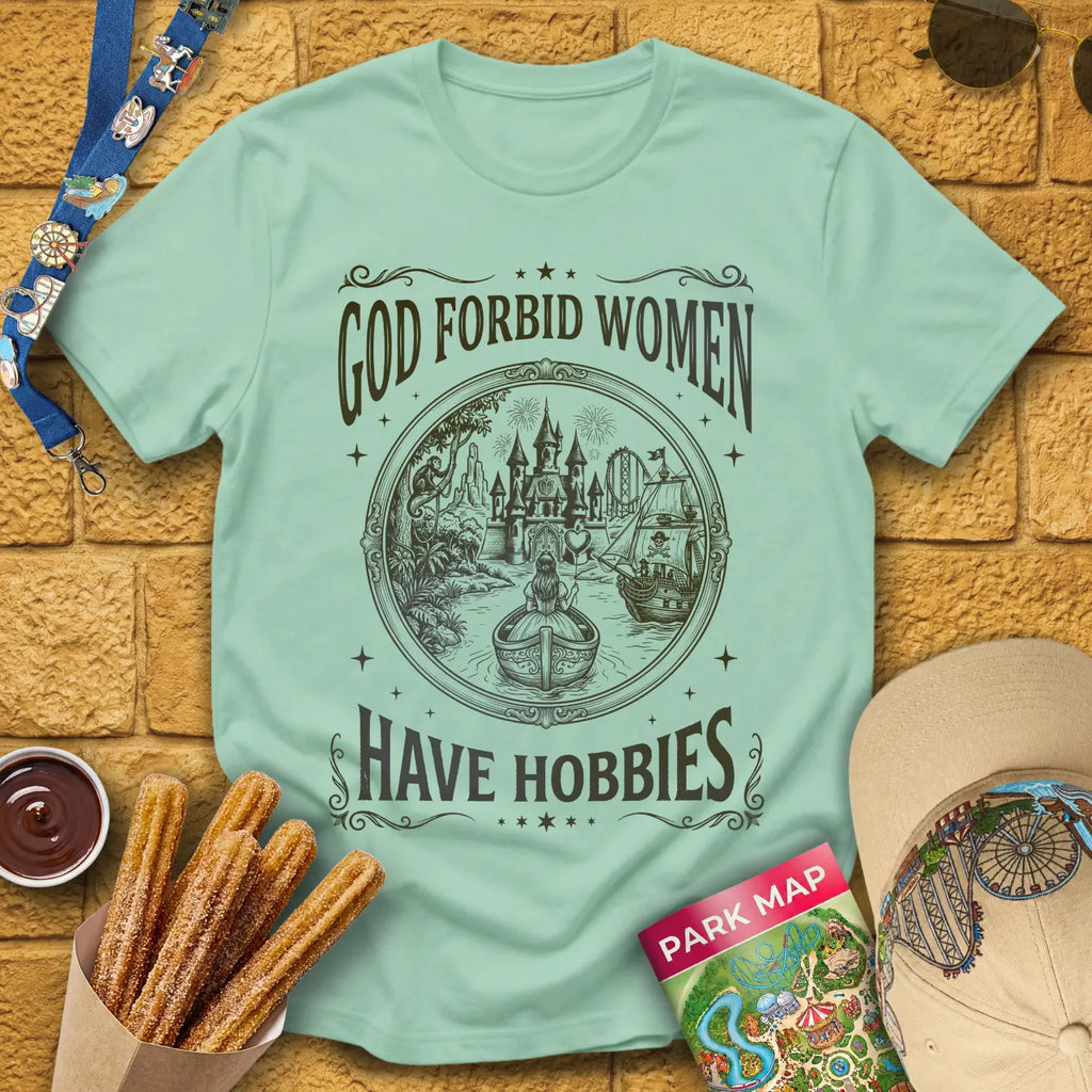 Women Hobbies [RetroArtsy] T-Shirt for Theme Park Fans (Mint Green)