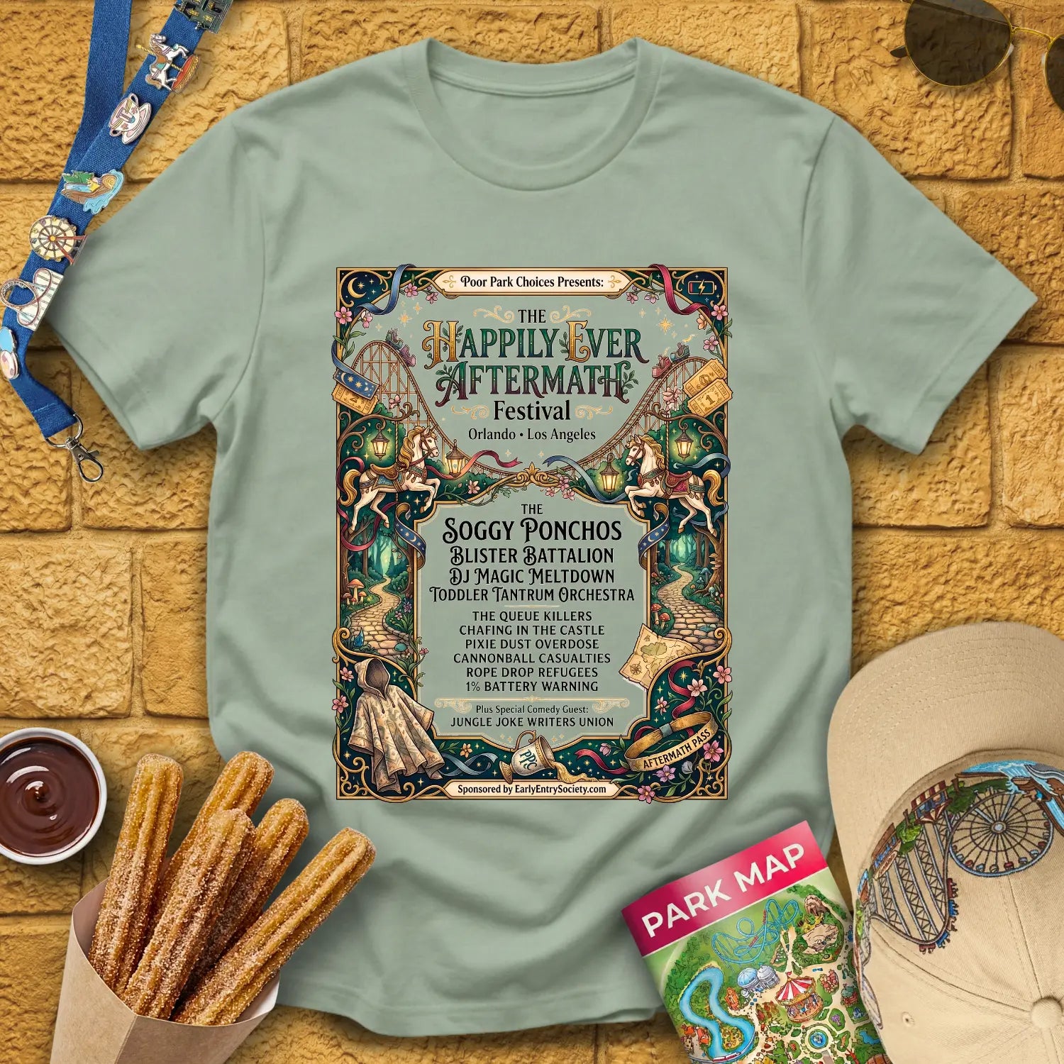 Aftermath Festival [FairyArt] T-Shirt for Theme Park Fans (Sage)