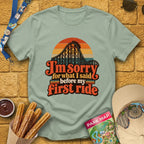Before First Ride [70s] T-Shirt for Theme Park Fans (Sage)