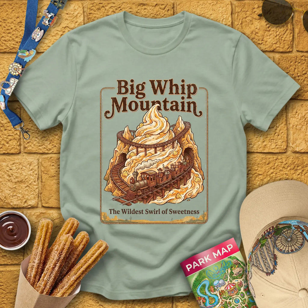 Big Whip Mountain [MidCen] T-Shirt for Theme Park Fans (Sage)