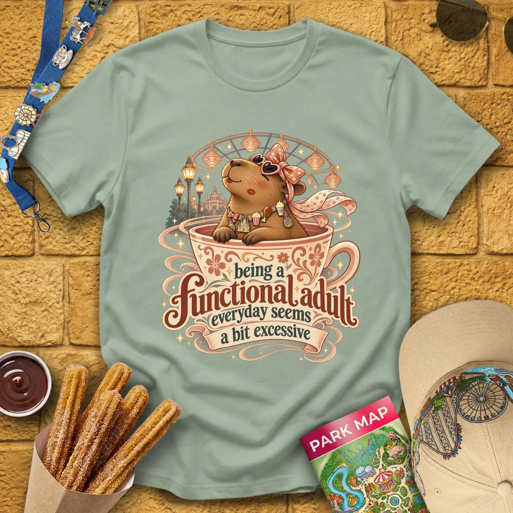 Functional Adult [Cutesy] T-Shirt for Theme Park Fans (Sage)