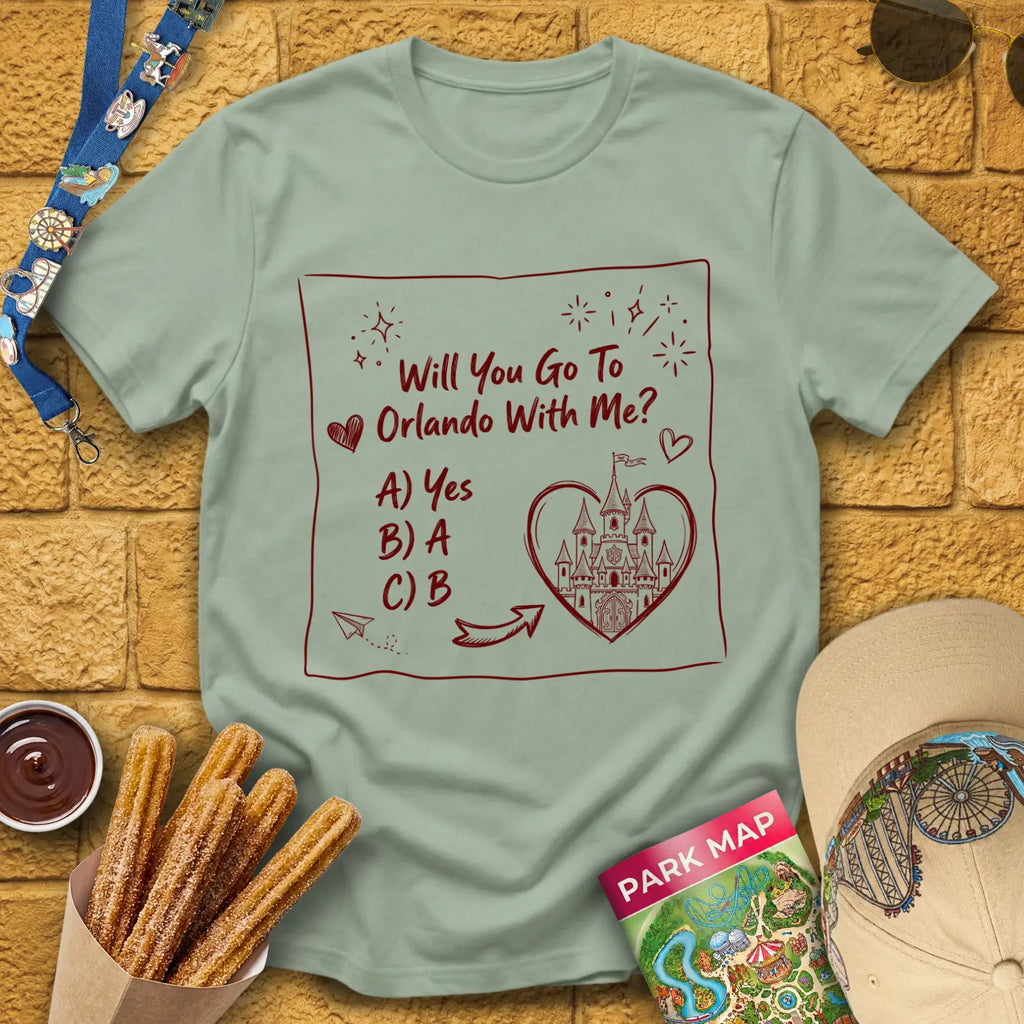 Go To Orlando [Doodle] T-Shirt for Theme Park Fans (Sage)