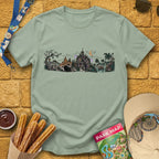 Halloween Panorama [Engraved] T-Shirt for Theme Park Fans (Sage)