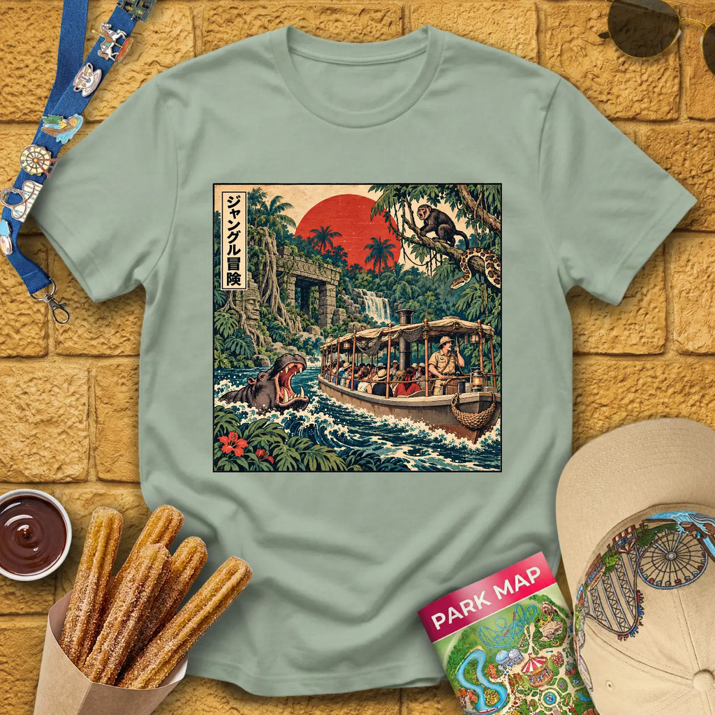 Jungle Adventure [Japanese] T-Shirt for Theme Park Fans (Sage)