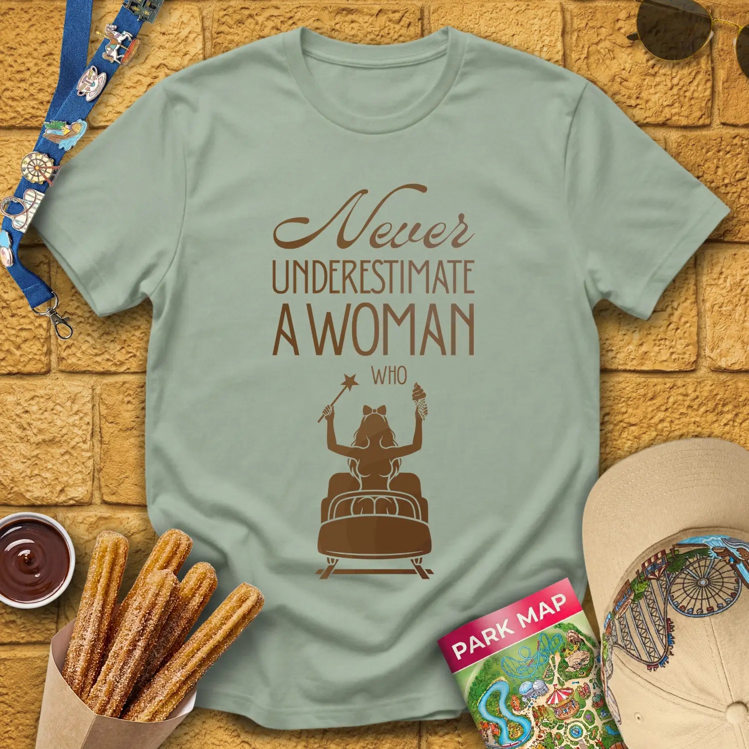 Never Underestimate [Elite] T-Shirt for Theme Park Fans (Sage)