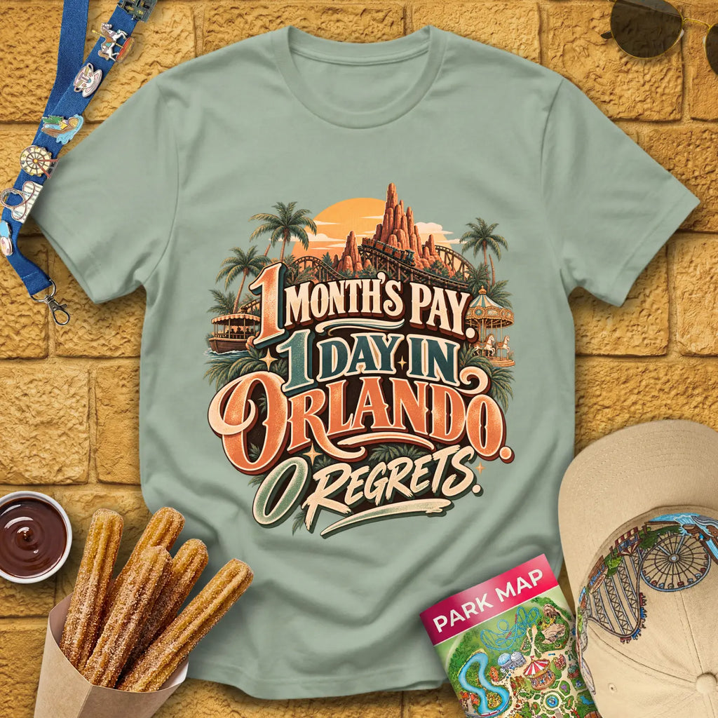 One Orlando Day [Retro] T-Shirt for Theme Park Fans (Sage)