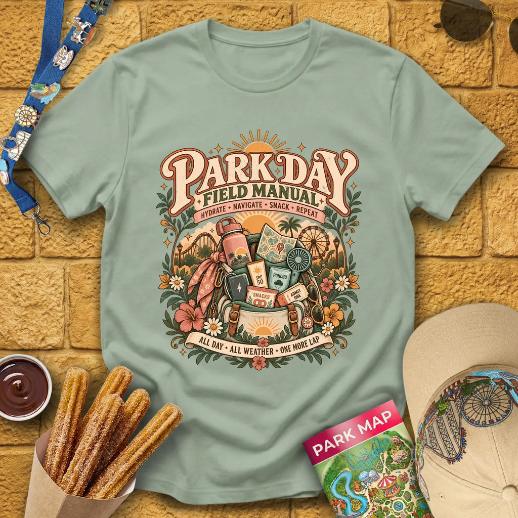 Park Day Field Manual [Boho] T-Shirt for Theme Park Fans (Sage)