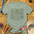 Park Survival Kit [Doodle] T-Shirt for Theme Park Fans (Sage)