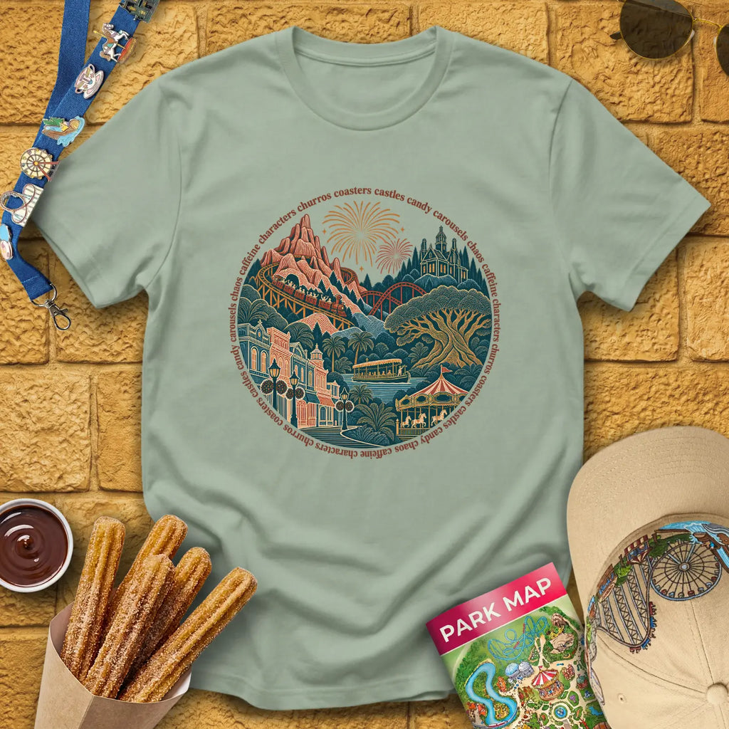 Parklandia [LineArt] T-Shirt for Theme Park Fans (Sage)