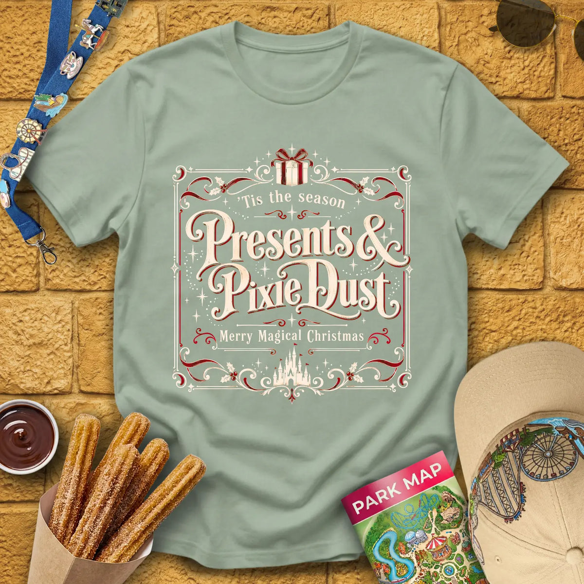 Presents & Pixie Dust [Victorian] T-Shirt for Theme Park Fans (Sage)