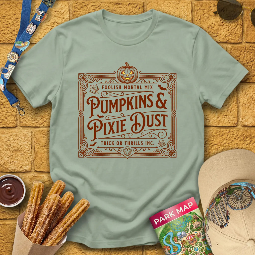 Pumpkins & Pixie Dust [Victorian] T-Shirt for Theme Park Fans (Sage)
