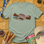 Santa's Special Sleigh [Retro] T-Shirt for Theme Park Fans (Sage)