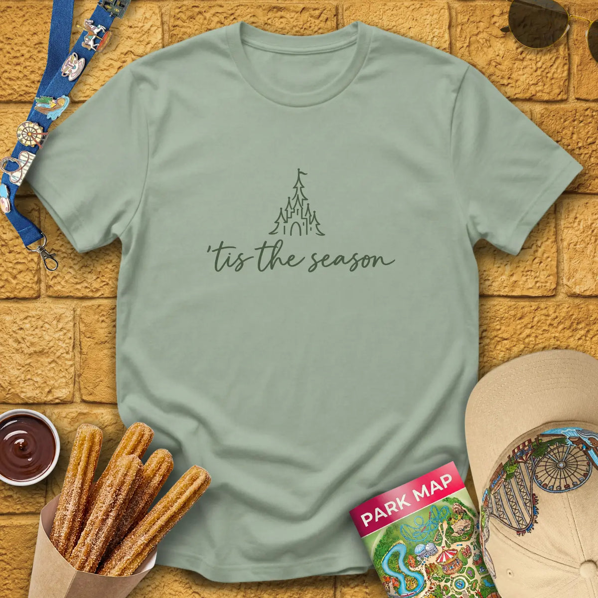 'Tis The Season [Sleek] T-Shirt for Theme Park Fans (Sage)
