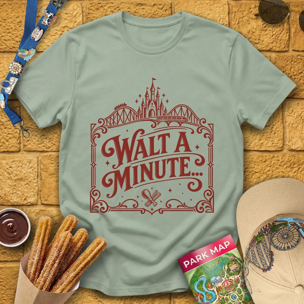 Walt A Minute... [Victorian] T-Shirt for Theme Park Fans (Sage)