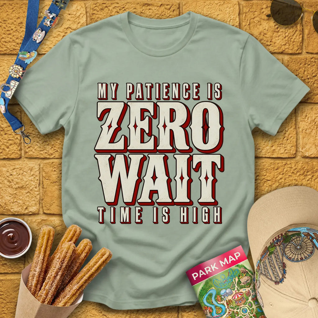 Zero Wait [MidCen] T-Shirt for Theme Park Fans (Sage)