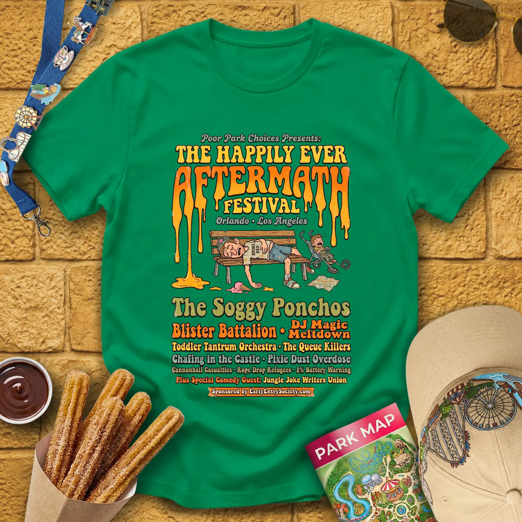 Aftermath Festival [70s] T-Shirt for Theme Park Fans (Kelly Green)