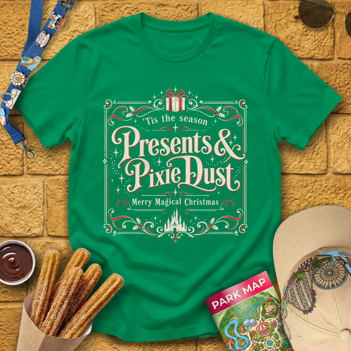 Presents & Pixie Dust [Victorian] T-Shirt for Theme Park Fans (Kelly Green)