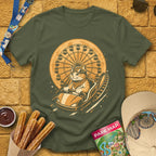 Cat Coaster [JapRetro] T-Shirt for Theme Park Fans (Military Green)
