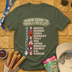 Drinking Checklist [College] T-Shirt for Theme Park Fans (Military Green)