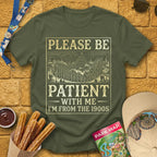From The 1900s [Woodcut] T-Shirt for Theme Park Fans (Military Green)