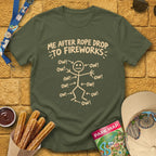 OW! Me After... [Sketch] T-Shirt for Theme Park Fans (Military Green)